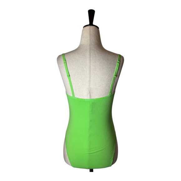 Skims Bodysuit Women Small Neon Green Cotton Logo Snap Close Sexy Colorful - Picture 3 of 15